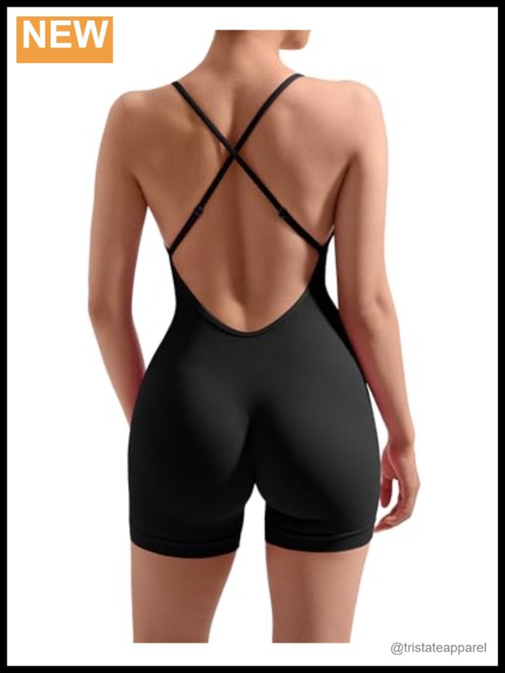 Women Backless Tummy Control Yoga Jumpsuit Shorts Bodycon Romper
